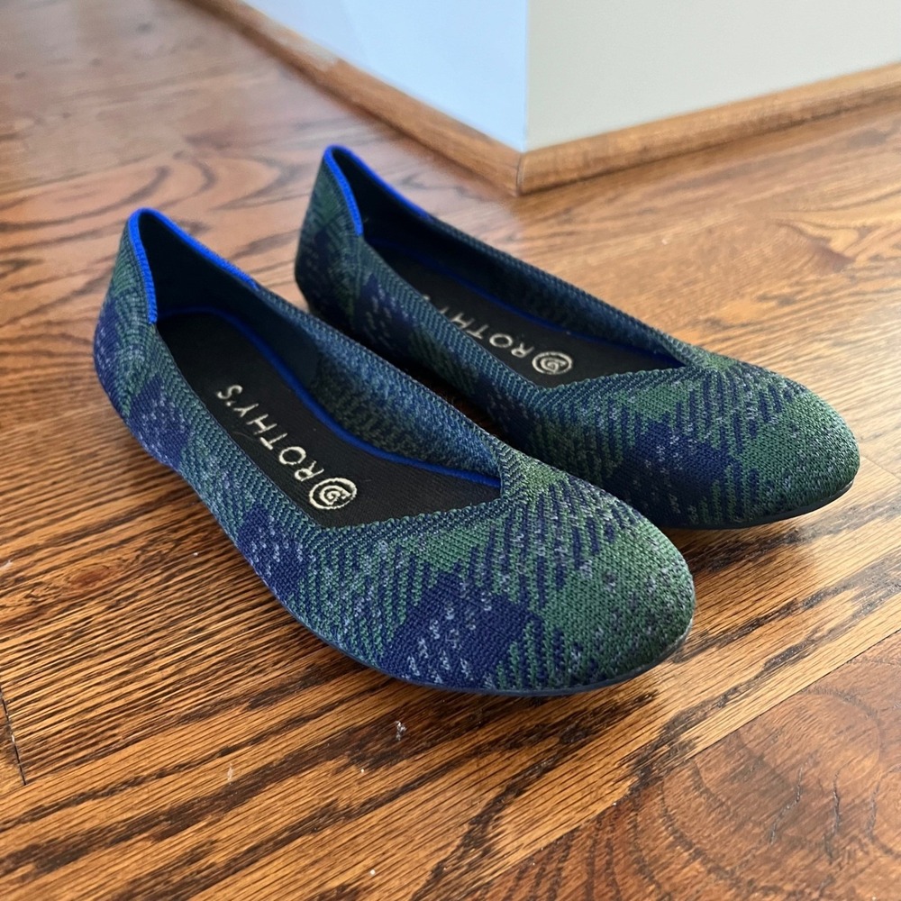 Rothys The Flat Flats in Discontinued Forest Tartan Plaid Color Way Womens 8 - Picture 13 of 15